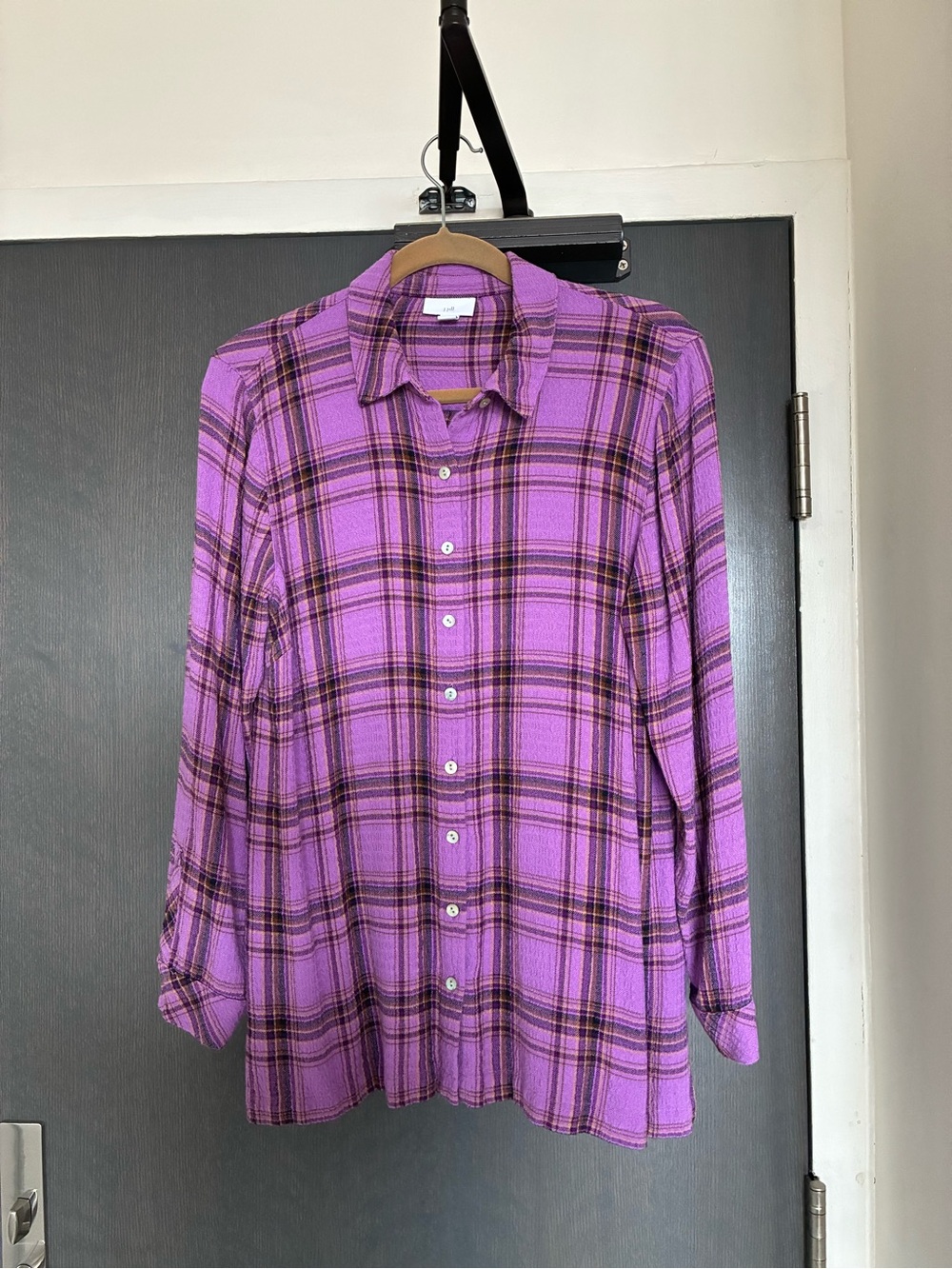 J. Jill Purple Plaid Button-Down Shirt